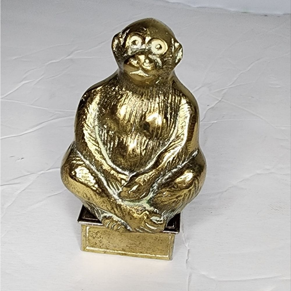 Vintage Brass Monkey Ape Chimp Bell Mid-Century Modern Hollywood Regency Boho